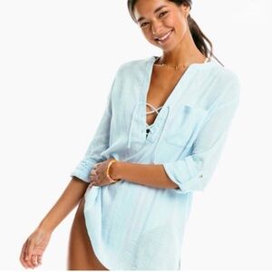 Southern Tide Textured Tunic Linen Long Sleeve Shirt